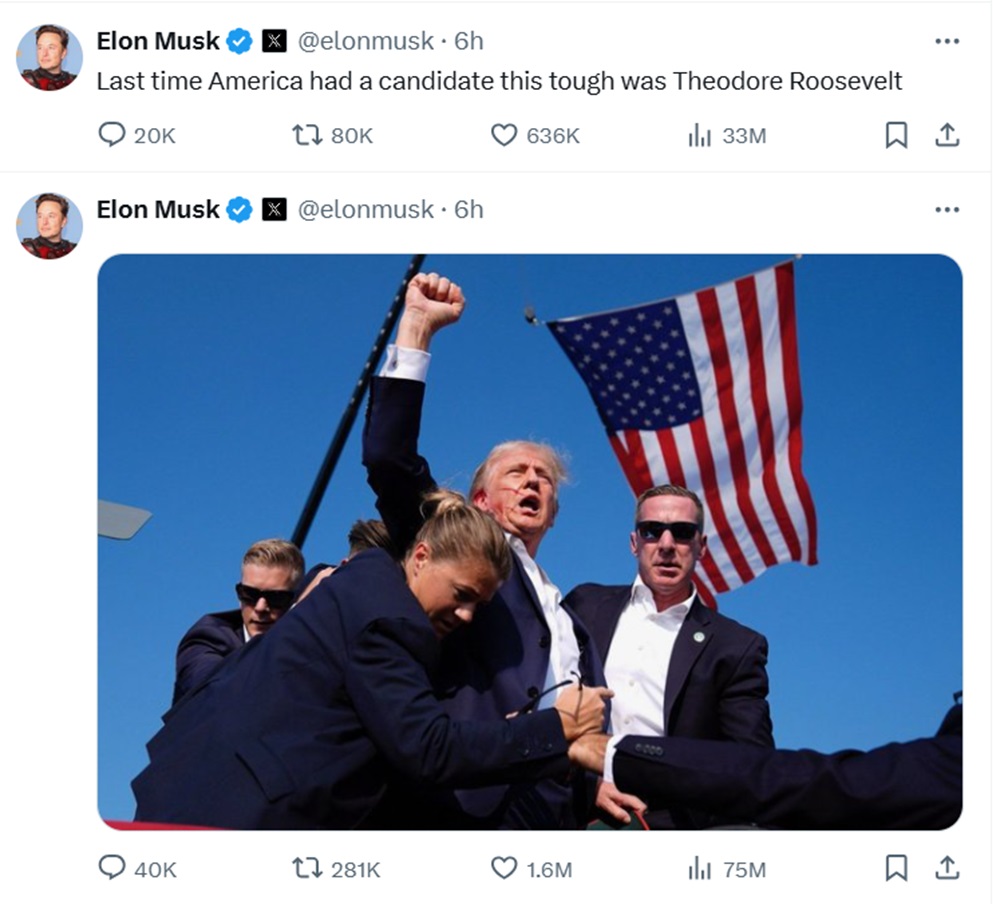 Elon Musk Umumkan Dukungan untuk Donald Trump Pasca Penembakan di Kampanye&nbsp;Pennsylvania